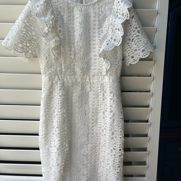 Just Me Dresses | Just Me White Lace Ruffle Dress M Nwt | Color: White | Size: M | Pm-96488088'S Closet